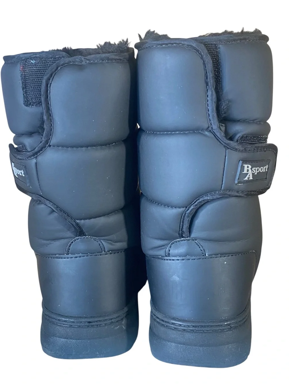 BA Sport Black Puffer Snow Boots Faux Fur Trim Style Travler SZ 11 Rear Closure